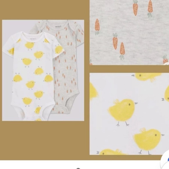 NWT Carter's Just One You Baby Unisex 2pk Chick & Carrot Bodysuit - Picture 2 of 5